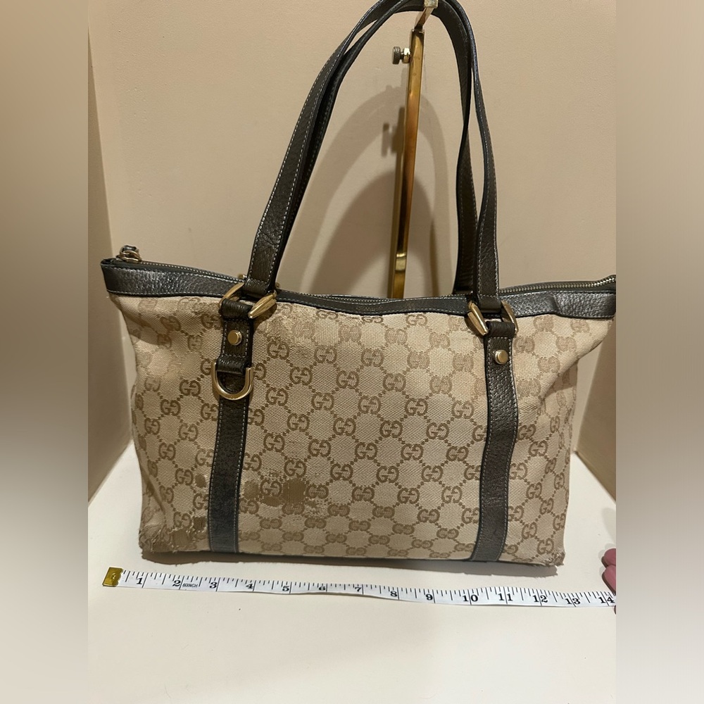 Gucci Webbed Monogram Zip Top Medium Handbag *Wit… - image 4